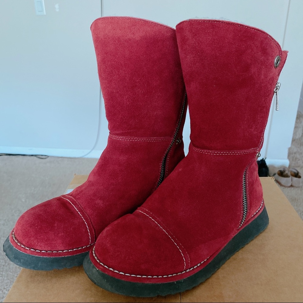 Parallele Paris Red Mid-Calf Zipper Boots